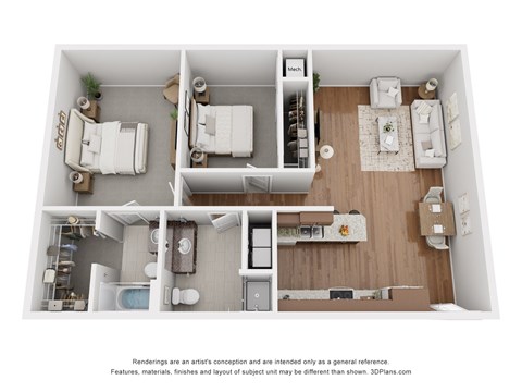 Floor plan for studio, 958 sqft